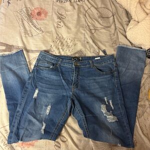 Stylish Blue Distressed Jeans